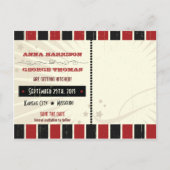 ポス素朴ター:赤と黒の日付を保存 案内ポストカード (裏面)