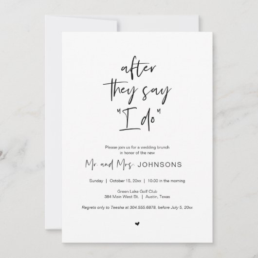 ポス結婚トのブランチ、彼らが私に言った後 招待状 (正面)