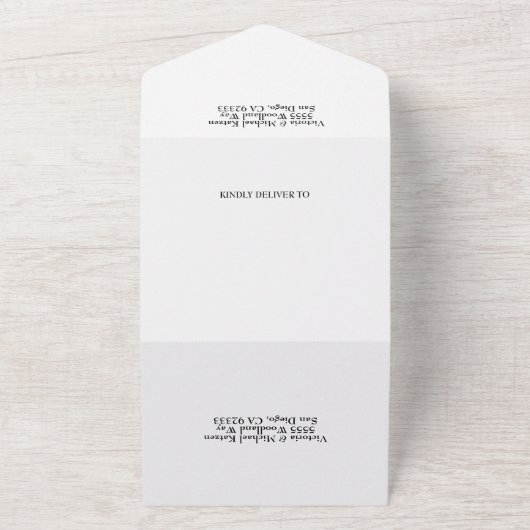 ポス結婚トのミニマリスト解放写真 オールインワン招待状 (外側)