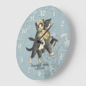 ポス結婚ネコの青 ラージ壁時計 (傾斜)