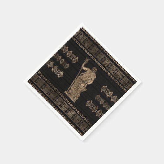 ポセイドンとギリシャのミアンダーオーナメント スタンダードカクテルナプキン (角)