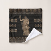 ポセイドンとギリシャの蛇行オーナメント バスタオルセット (ウォッシュタオル)