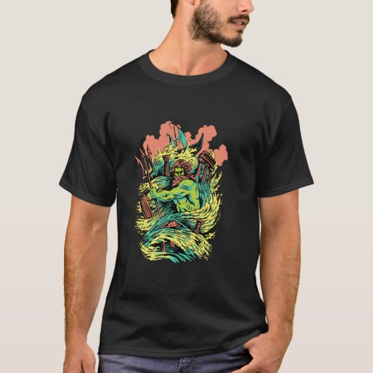 ポセイドンの怒り海の強大な神MythoComi Tシャツ (正面)