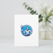 ポセイドン三叉円ウッドカット ポストカード (スタンド正面)