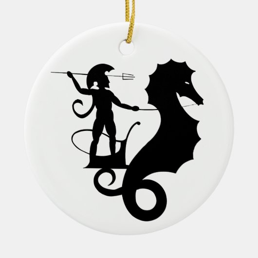 ポセイドン、ギリシャレリーフ、 浮き彫りデザイン セラミックオーナメント (正面)