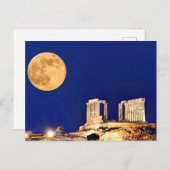 ポセイドン・ソウニオの寺の満月 ポストカード (正面/裏面)
