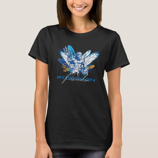 ポセイドン ネプチューン 海の神とサーフィング ギリシャ神話 Tシャツ (正面)