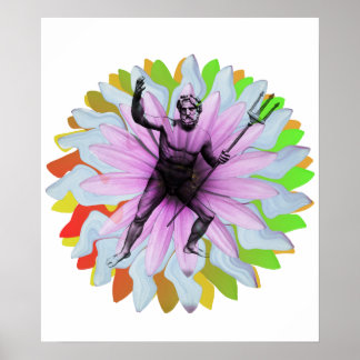 ポセイドン、海の神とオリンパス山 ポスター