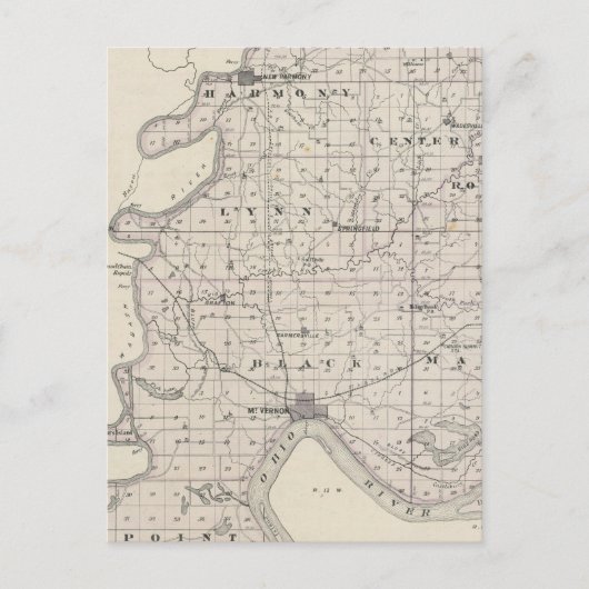 ポゼイ郡の地図 ポストカード (正面)