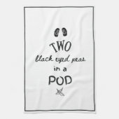 ポッおもしろいドティーに入った2つの黒い目のエンドウ キッチンタオル (縦)
