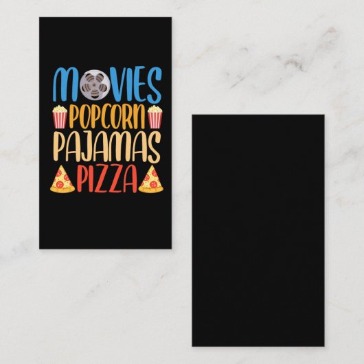 ポッおもしろいプコーン映画とピザフィルムフード·ナイト 名刺 (正面/裏面)