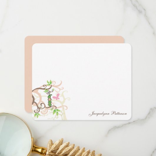 ポッお洒落ドガーデンベビーガールシャワーのピンクピー サンキューカード (正面/裏面インサイチュ)