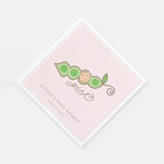 ポッお洒落ドガールのピンクピー赤ちゃんシャワーパーティー スタンダードランチョンナプキン (角)