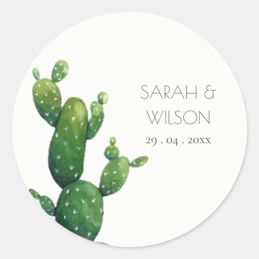 ポッエレガントトミニマルサボテンの緑の葉 ラウンドシール (正面)