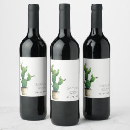 ポッエレガントトミニマルサボテン緑の葉ワインL ワインラベル