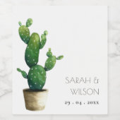 ポッエレガントトミニマルサボテン緑の葉ワインL ワインラベル (シングルラベル)