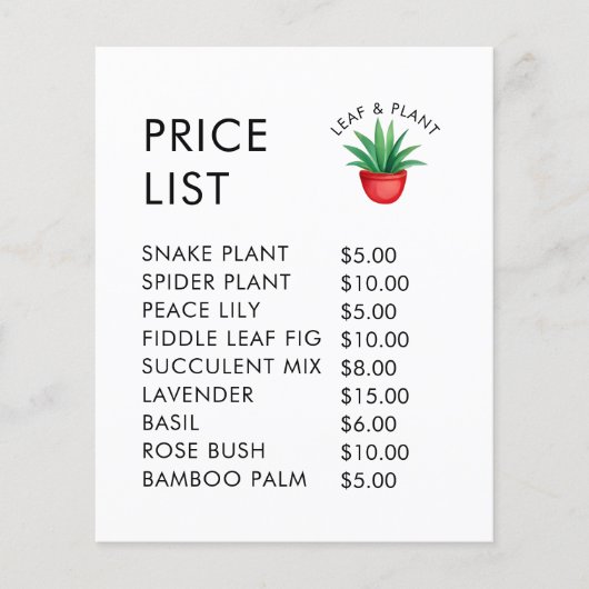 ポッエレガントト工場でのショップ価格リスト表示 チラシ (正面)