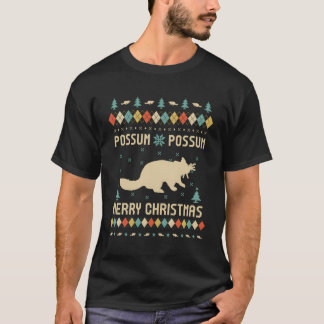 ポッサムおもしろい醜いセーターヴィンテージレトロforキリスト tシャツ