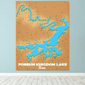 ポッサムキングダムテキサス州の地図 キャンバスプリント (インサイチュ (ウッドフロア))
