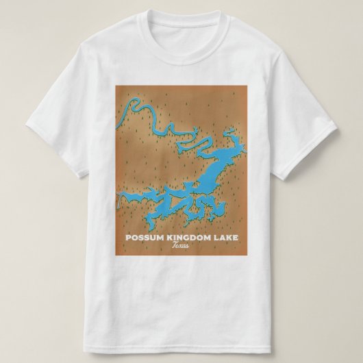 ポッサムキングダムテキサス州の地図 Tシャツ (デザイン正面)