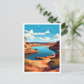 ポッサムキングダムレイクヴィンテージ旅行イラストレーション ポストカード (スタンド正面)