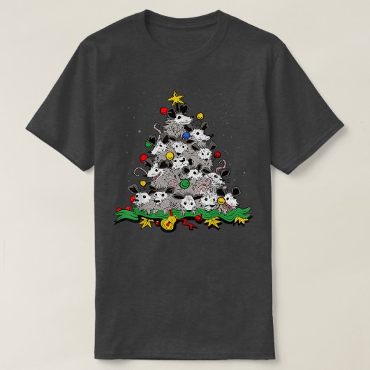 ポッサムクリスマスツリーオーナメントデコールオポッサム恋人 Tシャツ (デザイン正面)