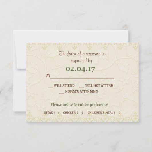 ポッシュキャッツアイボリーウェディングRSVP 出欠カード (裏面)