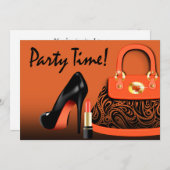 ポッシュパース ハイヒール リップスティックガールズパーティー 招待状 (正面/裏面)