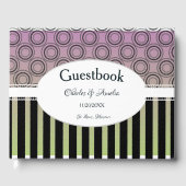 ポッシュピンクと緑の結婚式の日ゲストブック ゲストブック (正面)