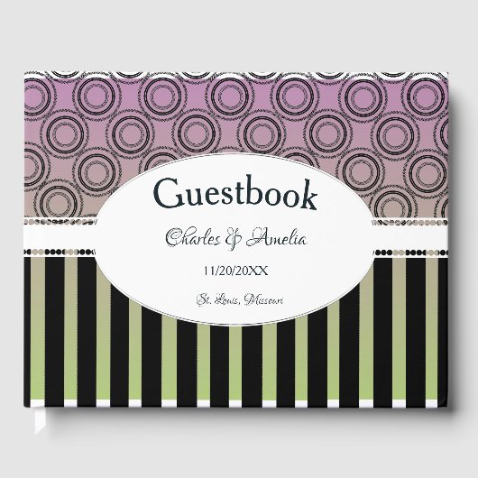 ポッシュピンクと緑の結婚式の日ゲストブック ゲストブック (正面)