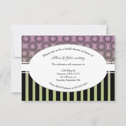 ポッシュピンクアンドグリーンブライダルシャワー招待状 招待状 (正面)