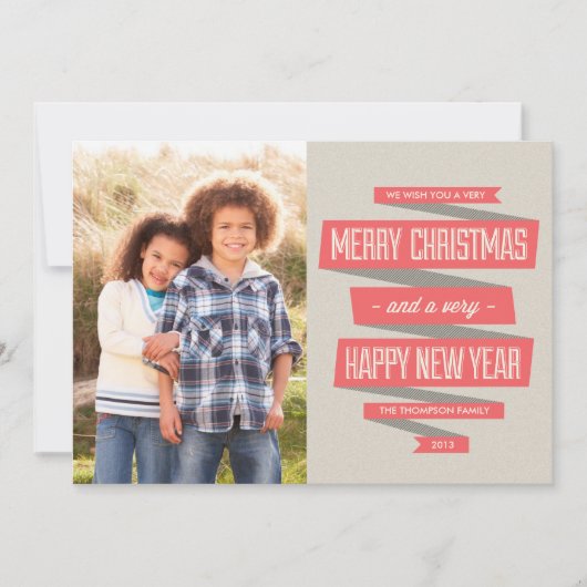 ポッシュリボンホリデーフォトカード シーズンカード (正面)