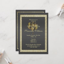 ポッシュ金ゴールド&ブラック、グリッター&バルーン誕生日