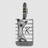 ポッシュ・スヌーティ・キャッストライプのトパーソナライズされた ラゲッジタグ (正面縦)