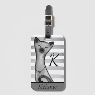 ポッシュ・スヌーティ・キャッストライプのトパーソナライズされた ラゲッジタグ