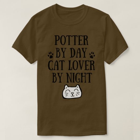 ポッターを昼猫好きで夜 Tシャツ (デザイン正面)