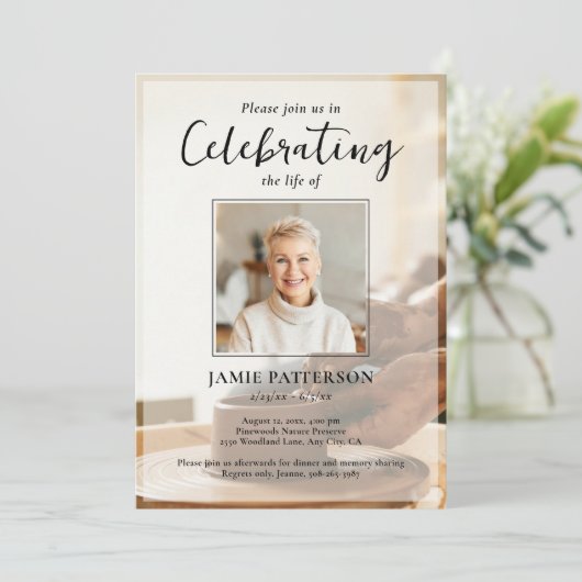 ポッター陶芸家　生涯祝い　葬儀の写真 招待状 (スタンド正面)