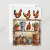 ポッティングベンチの赤いローター錆びたバケツ ポストカード (正面/裏面)