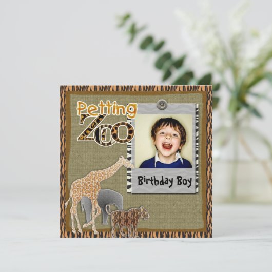 ポッティング動物園ワイルドサファリ誕生日写真招待状 招待状 (スタンド正面)
