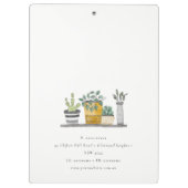 ポッテエレガントッドハウスプラントウォーターカラーボタニカル クリップボード (裏面)