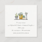 ポッテエレガントッドハウスプラントウォーターカラーボタニカル スクエア名刺 (裏面)