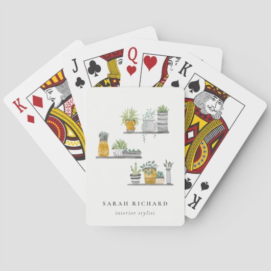 ポッテエレガントッドハウスプラントウォーターカラーボタニカル トランプ (裏面)