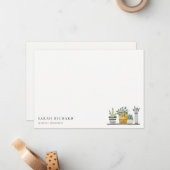 ポッテエレガントッドハウスプラントウォーターカラーボタニカル ノートカード (正面/裏面インサイチュ)