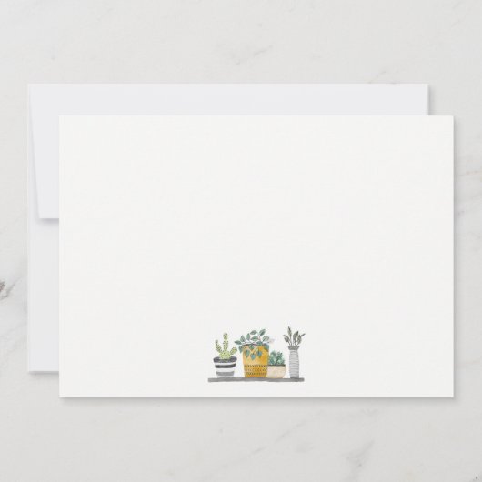 ポッテエレガントッドハウスプラントウォーターカラーボタニカル ノートカード (裏面)
