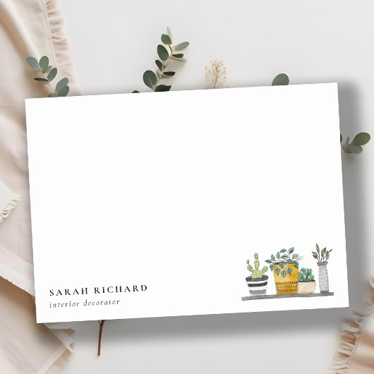 ポッテエレガントッドハウスプラントウォーターカラーボタニカル ノートカード