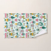 ポッテカラフルッド植物の多肉植物とサボテンのパターン バスタオルセット (ハンドタオル)