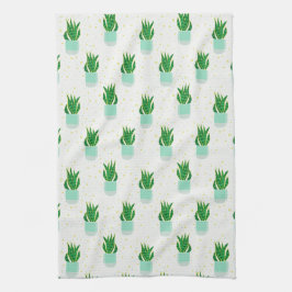 ポッテサンセビリアスネークプラントプリント キッチンタオル