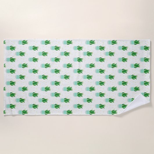 ポッテサンセビリアスネークプラントプリント ビーチタオル (正面)