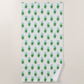 ポッテサンセビリアスネークプラントプリント ビーチタオル (正面)