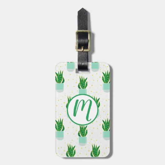 ポッテサンセビリアスネークプラントプリント ラゲッジタグ (正面縦)